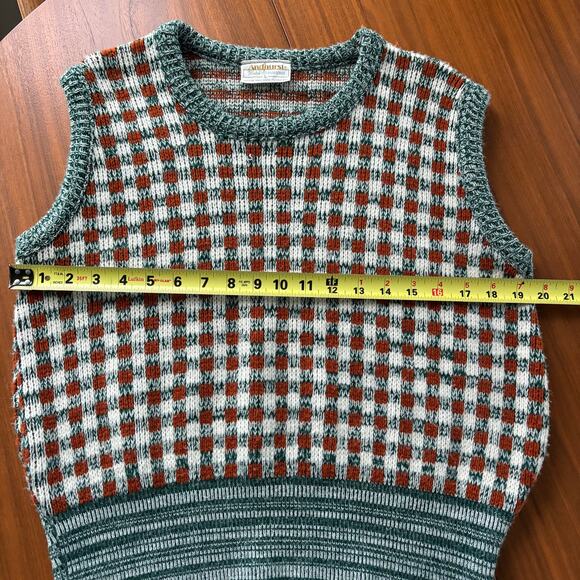 Vintage 1970s Andhurst Checkered Sweater Vest Wintuk 100% Orlon Acrylic Sz Large - Picture 6 of 8